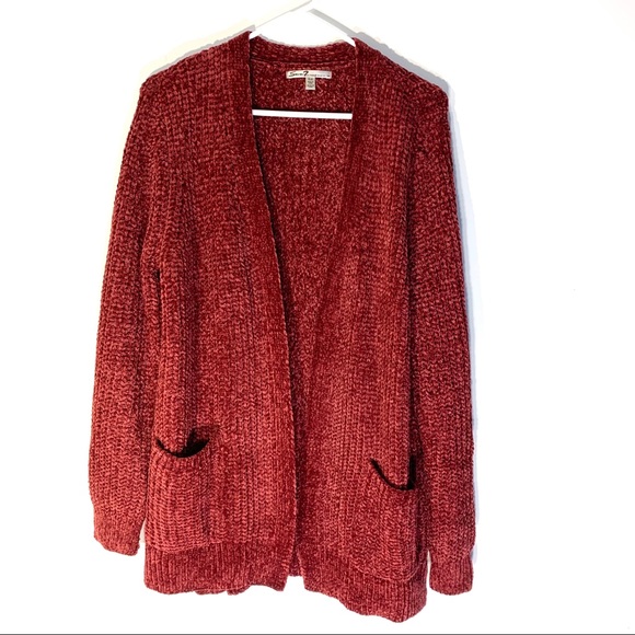 Seven7 Burgundy Chenille Cardigan Sweater - Picture 2 of 9